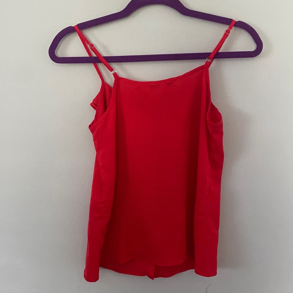 Red Button Down Ruffle Tank - Picture 2 of 2